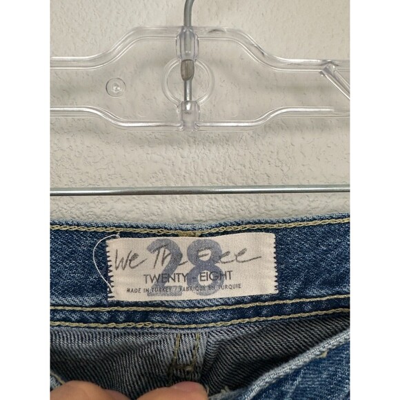 Free People Maggie Straight Leg Jeans Medium Wash Blue Button Fly Distress Sz 28 - Picture 5 of 8